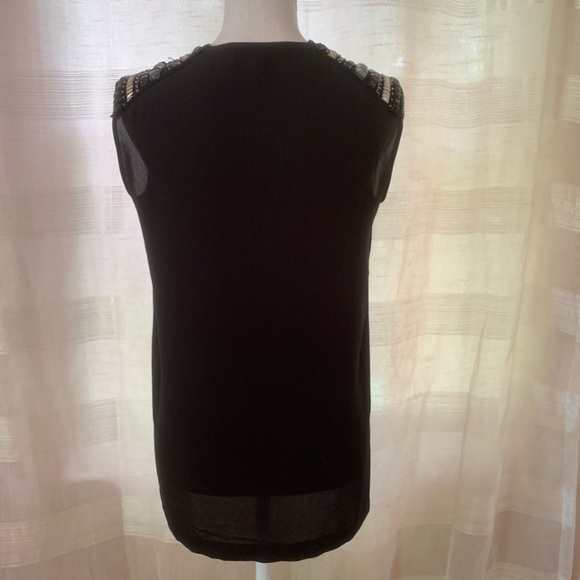BCBGMaxAzria Black GISELE top w/ beaded shoulder - Picture 7 of 7